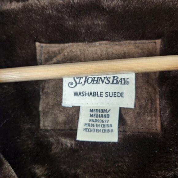 Vintage 90s Suede Fur Lined Brown Coat Jacket 1990 Bohemian Western Boho Leather - Picture 8 of 12